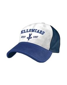 White and blue Yellowcard cap for adults