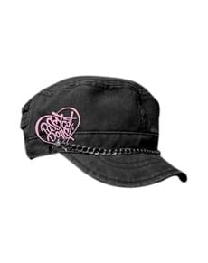 Black military cap with a Pussycat Dolls chain for adults