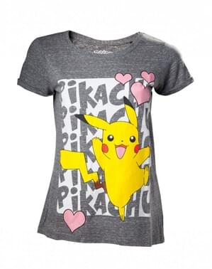 Camiseta de Pikachu gris para mujer