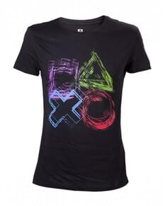 Men's Black PlayStation 3D Buttons T-Shirt