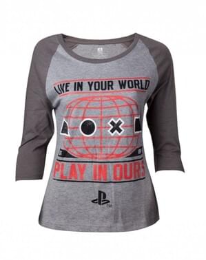 Graues T-Shirt PlayStation für Frauen