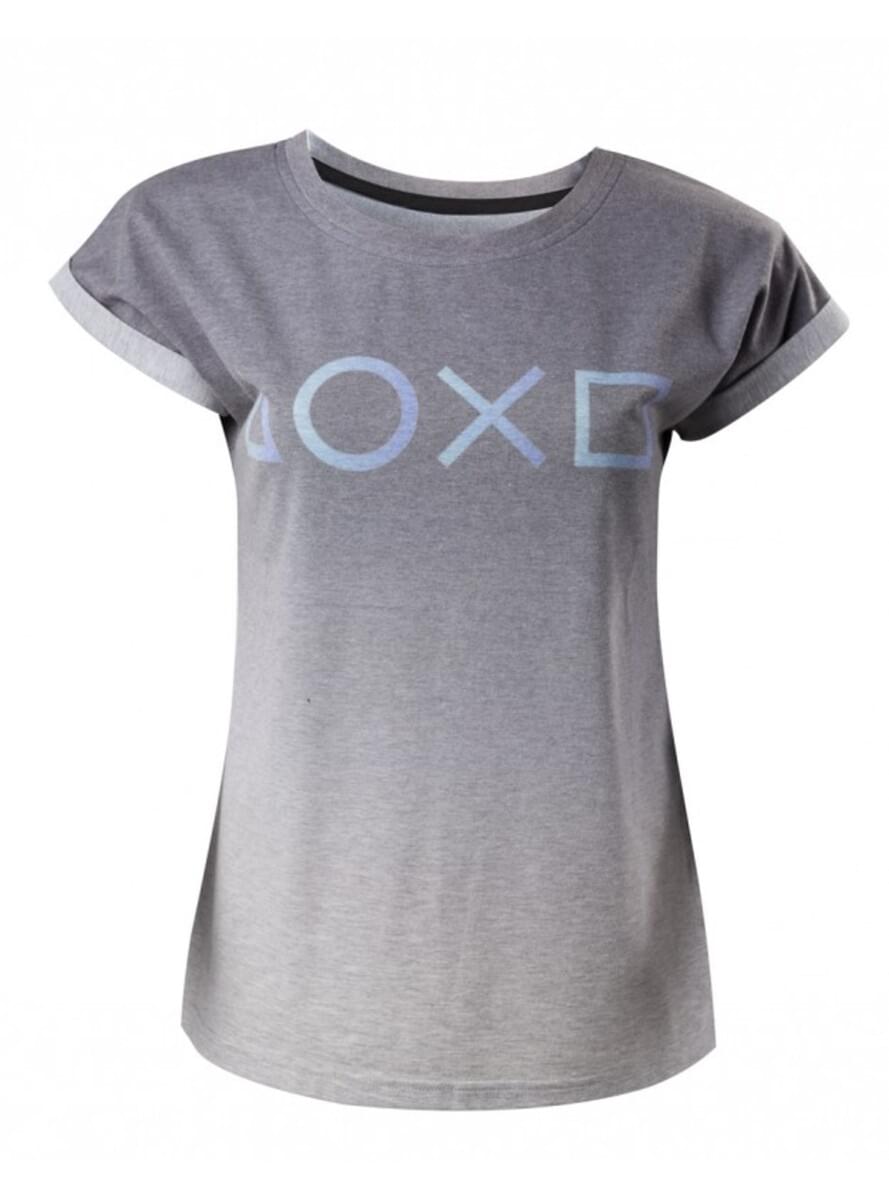 Graues T-Shirt mit Knöpfen PlayStation für Frauen