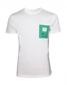 Men's White Adventure Time T-shirt with Picture on the Pocket