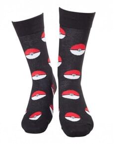 Men's Black Printed Pokeball Pokemon Long Socks