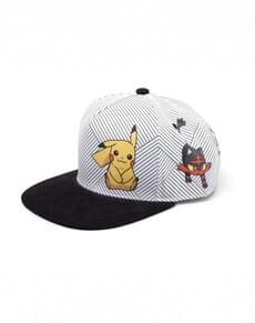 Striped cap with Pokémon characters for adults