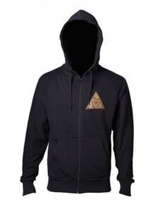 Black hoodie with gold Triforce Zelda logo for adults
