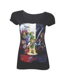 T-shirt de Zelda Ocarina of Time preta para mulher