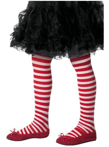 Collants de elfo natalício vermelhos e brancos infantis