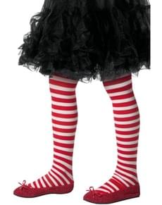 Collants de elfo natalício vermelhos e brancos infantis
