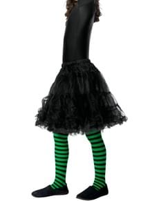 Collants de bruxa verdes e pretos para menina