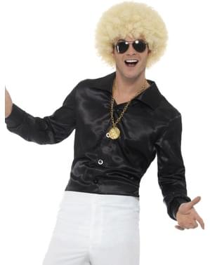 Chemise satin noire homme