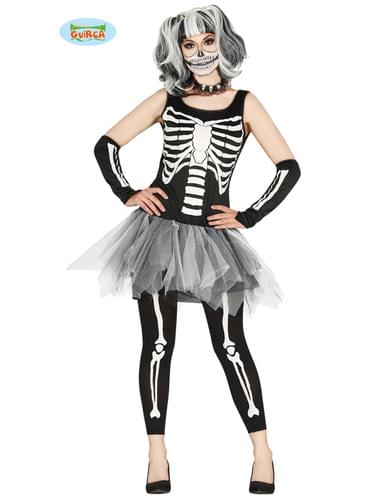 Black and white skeleton tutu costume for women