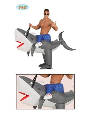 Inflatable tamed shark costume for adults