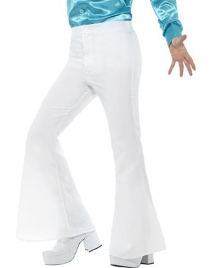 Pánské bílé 70. léta kalhoty