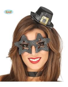 Set cappello e occhiali neri argentati per adulto