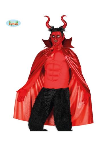 Set mantello e corna da demonio nero per adulto