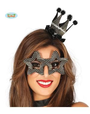 Set Krona och Glasögon svarta och silver för vuxen