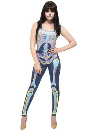 Costume da scheletro multicolor fever per donna