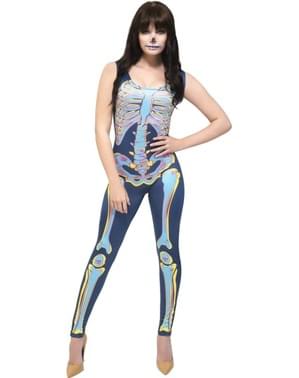 Multi kleuren skelet kostuum voor vrouw