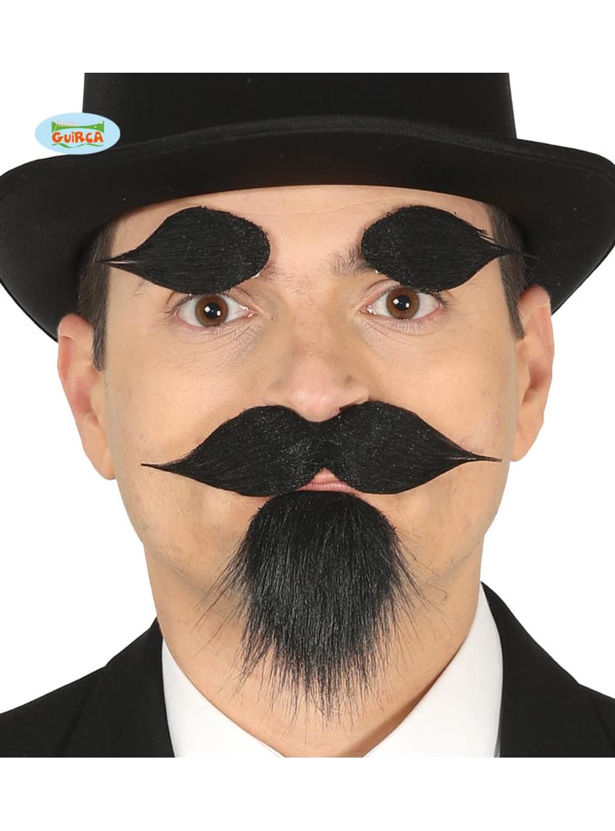 Goatee with moustache and black stick on eyebrows