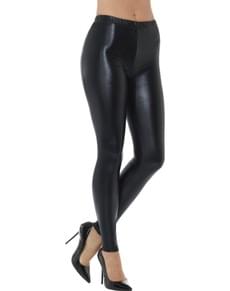 Leggings pretas metalizadas para mulher