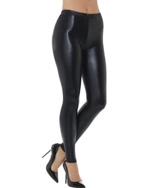 Metallic black leggings for women