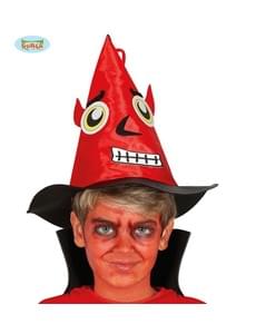 Chapéu de demónio vermelho com cara infantil