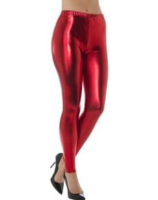 Leggings vermelhas metalizadas para mulher