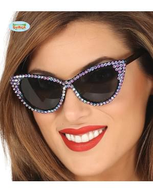 Lunettes rock avec diamants violets adulte