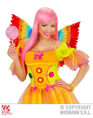 Aripi din pene curcubeu pentru adult