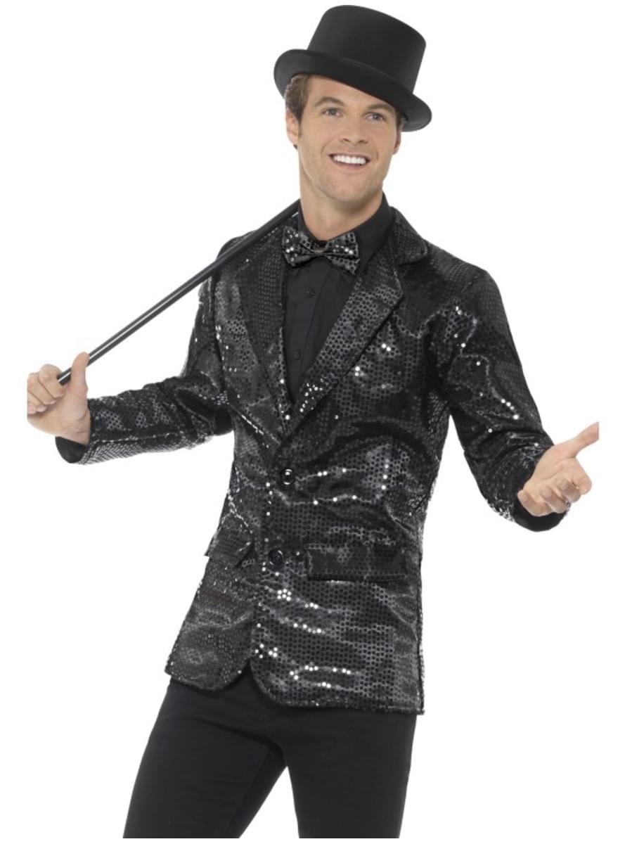 Black sequin jacket for men