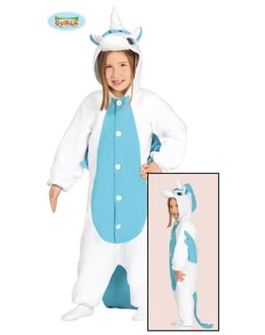 Çocuklar için mavi unicorn onesie kostüm