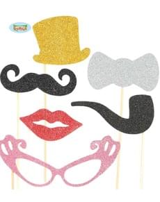 Set 6 articoli per Photocall con glitter