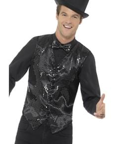 Chaleco de lentejuelas negro para hombre