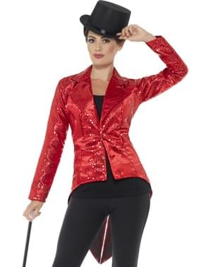 Red sequin jacket for women