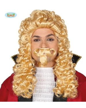 Marquis curly blonde moustache wig for men