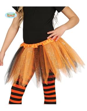 Tyllkjol orange och svart med glitter barn