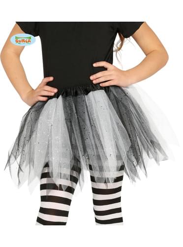 tutu branco e preto com brilhante para menina