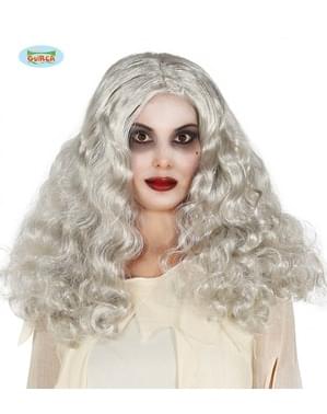 Long curly silvery ladies wig for women