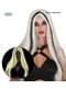 Peluca de bruja fluorescente blanca y negra lisa para mujer