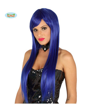 Parrucca liscia blu elettrico con frangia per donna