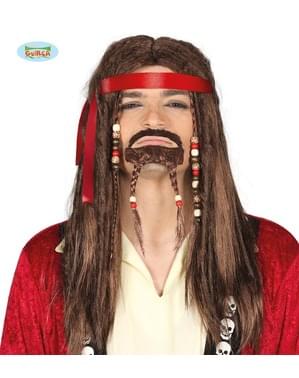 Chestnut pirate goatee with braids wig for men