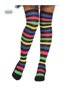 Meias-calças de bruxa de riscas multicolor para mulher