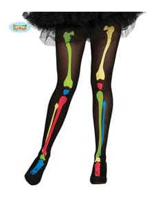 Collants squelette multicolore femme