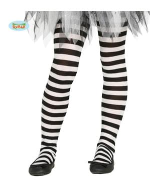 Gestreifte Hexen Strumpfhose schwarz-weiß für Mädchen
