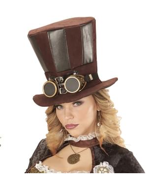 Chapéu Steampunk com óculos para adulto