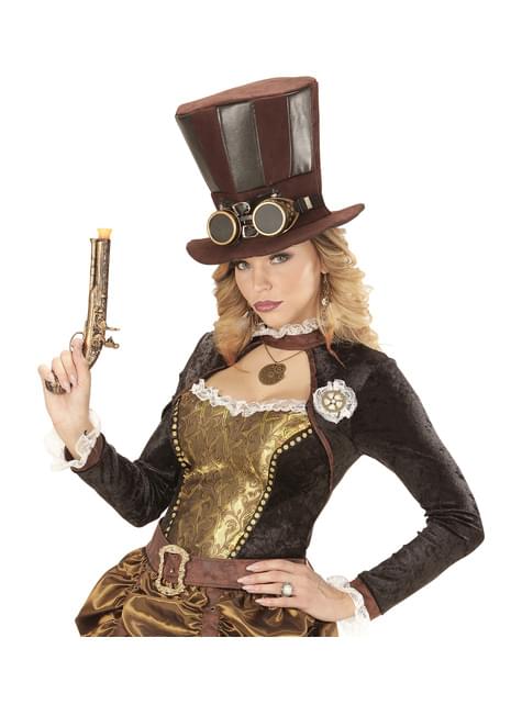 Cappello Steampunk con occhiali per adulto. Consegna 24h