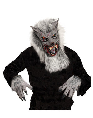 Men's ferocious werewolf mask with hands