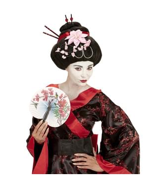 Geisha Perücke mit Blumen für Damen