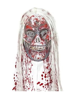 Blodig zombie maske med hår